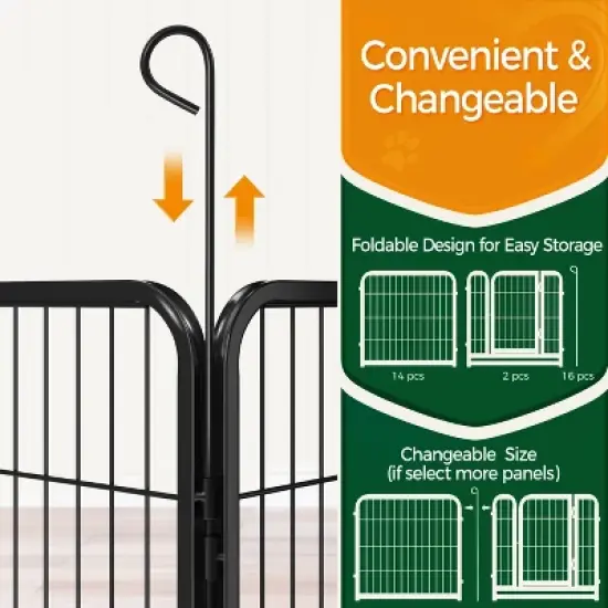 Yaheetech 16 Panels Dog Playpen Metal Pet Playpen, Black image {6}