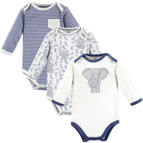 Touched by Nature Organic Cotton Long-Sleeve Bodysuits 3pk, Elephant image {4}