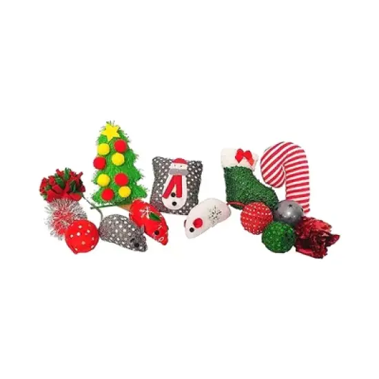 Midlee Cat Christmas Stocking with Toys - 14 Toys image {2}