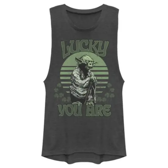 Junior's Star Wars St. Patrick's Day Yoda Lucky You Are Clovers Festival Muscle Tee image {3}