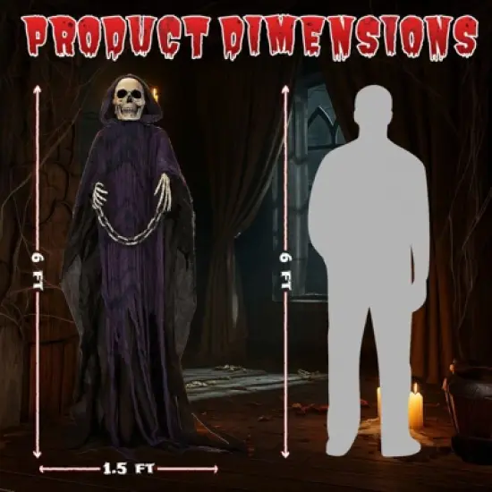 Karl Home 6ft Halloween Decorations Outdoor Animatronics Grim Reaper with Chain, image {5}