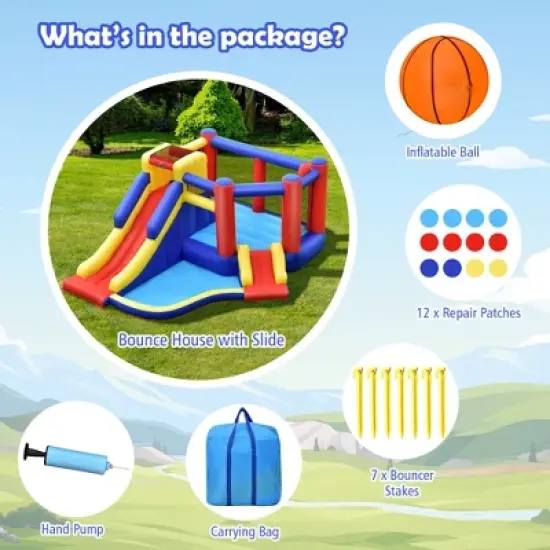 Costway Inflatable Bouncy Castle Kids Jumping House w/ Double Slides Air Blower Excluded image {9}