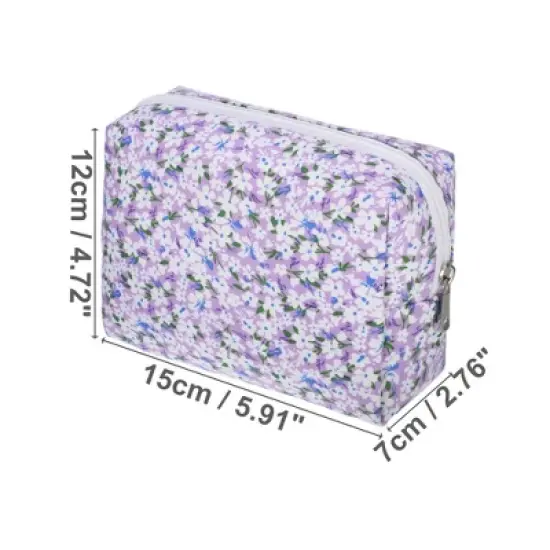 Unique Bargains Lightweight Flower Cosmetic Bag Purple 1 Pc image {1}