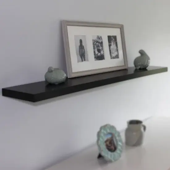 48" Slim Floating Shelf Wall Mounted Hidden Brackets Black - Inplace image {3}