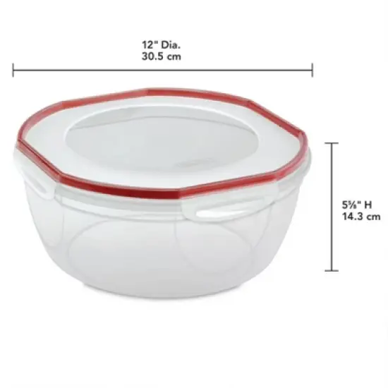 Sterilite Ultra Seal 8.10 Quart Capacity Clear Plastic Food Storage Bowl Container with 4 Point Latching Lids and Easily Stackable Design image {2}