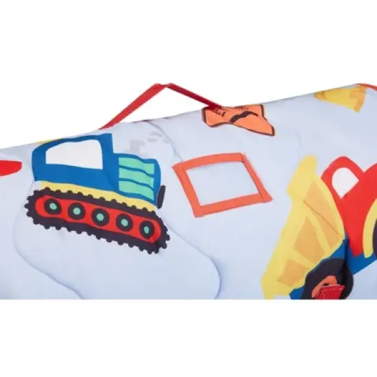 EVERYDAY KIDS Toddler Nap Mat &ndash;Under Construction&ndash; Soft Microfiber, Rollup with Handle & Pillow, for Preschool, Daycare, or Travel -Ages 2-6 years image {4}