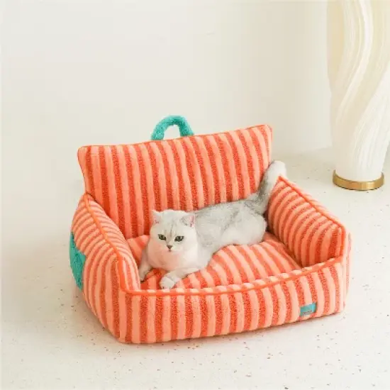 ZEZE Striped Furniture Style Sofa Cat Bed image {2}
