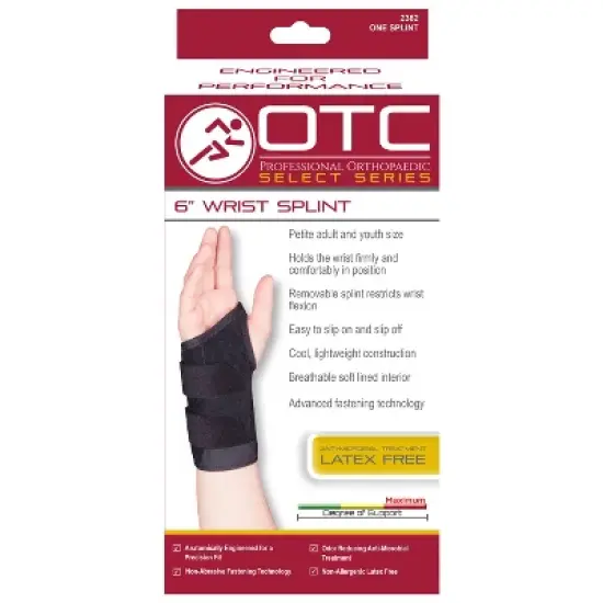 OTC Wrist Splint, 6-Inch, Select Series, Black, Right image {3}