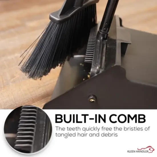 Bison Life 48.5" Dustpan and Broom Set for Home, Office, and Outdoor Use - Black- 1 Set image {7}