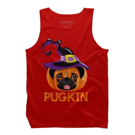 Men's Design By Humans Pugkin Pumpin Halloween By trantanphat95 Tank Top image {5}