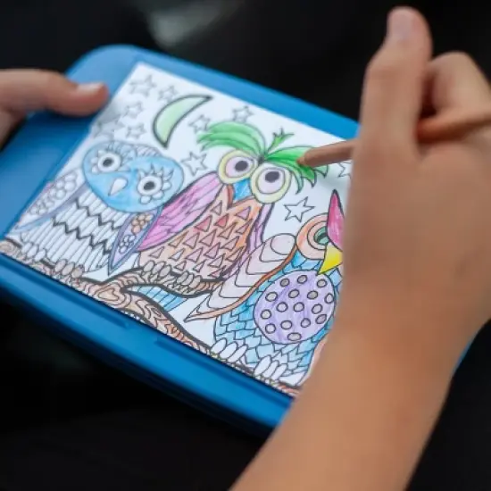 Kaplan Early Learning COLORpockit Portable Coloring Kit with Storage Bag & Bonus ABC Learning Cards - Blue - 44 Pieces image {3}