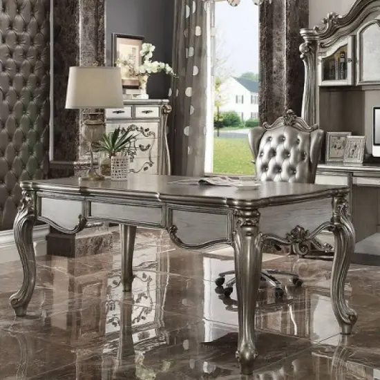 Versailles Executive Desk Antique Platinum - Acme Furniture image {1}