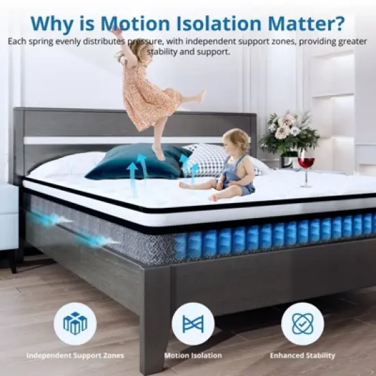 Chic Crate 12 Inch Queen Mattress in a Box &ndash; Gel Memory Foam Hybrid, Cooling, Medium Firm, CertiPUR-US Certified image {9}