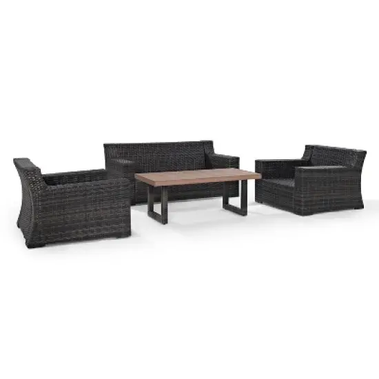 Beaufort 4pc Outdoor Wicker Seating Set - Mist - Crosley image {6}