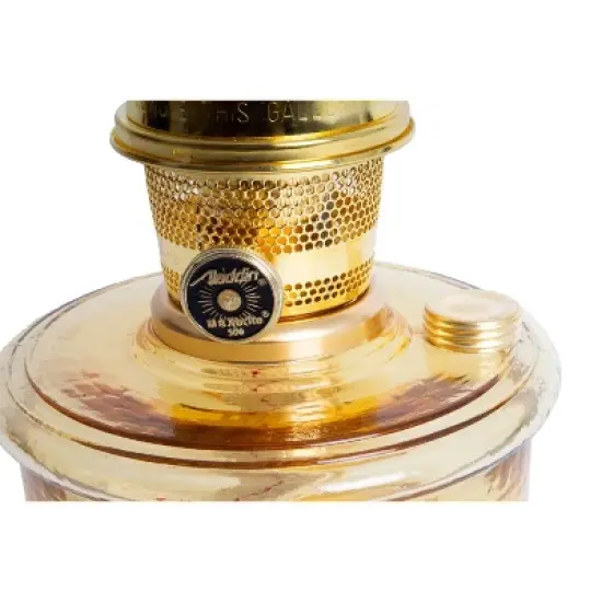 Aladdin Wall Mount Oil Lamp, Genie III Regency Fuel Lighting for Homesteaders or Emergencies, Amber Glass, 19.5 inches tall, Brass Trim image {2}