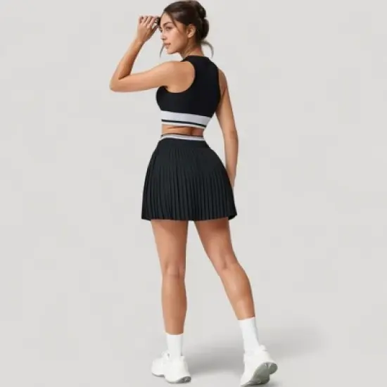 Anna-Kaci Active Women's Pleated Tennis Skirt with Built-In Shorts and Side Pocket for Sporty Style and Functional Movement image {4}