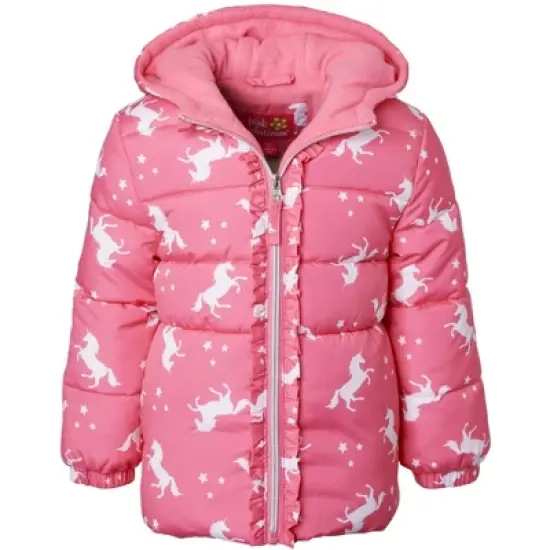 Pink Platinum Girls' Unicorn Puffer Jacket image {5}