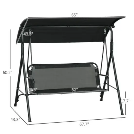 PAGED Swing Chair Outdoor, 3-Person Porch Swing Bench with Stand & Adjustable Canopy, Armrests, Steel Frame for Outdoor image {2}