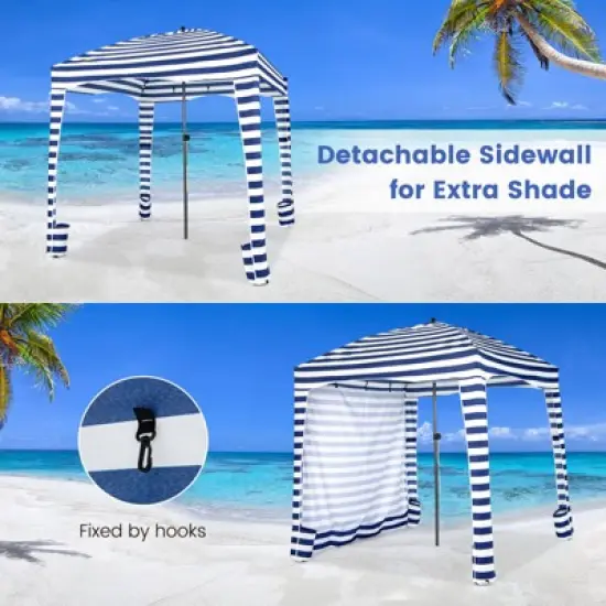 Costway 6 x 6FT Foldable Beach Cabana Tent with  Carrying Bag Detachable Sidewall image {1}