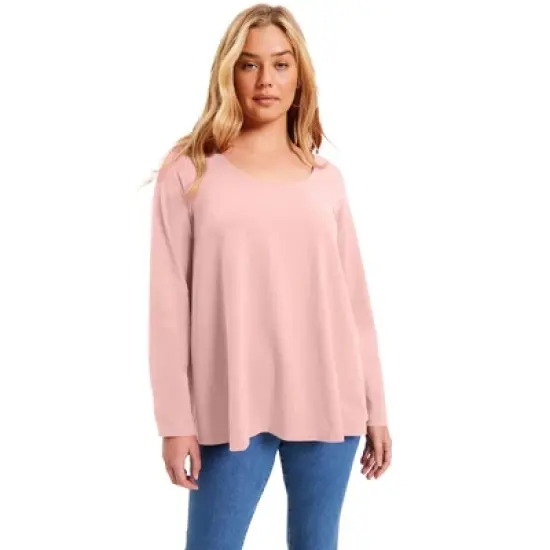 June + Vie by Roaman's Women&rsquo;s Plus Size Long-Sleeve Swing One + Only Tee image {9}