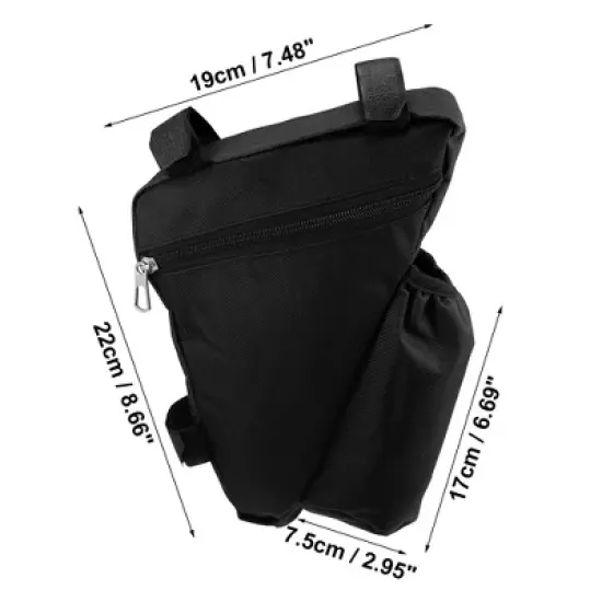 Unique Bargains Triangle Frame Storage Bag with Bottle Holder for Mountain Bicycle 8.66"x7.48"x2.36" image {2}