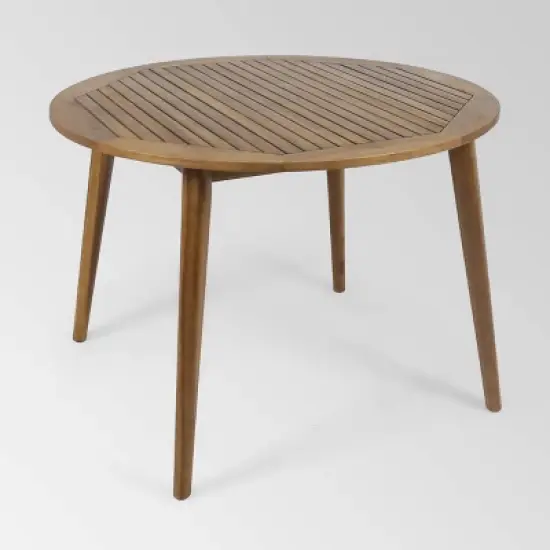 Pines 5pc Acacia Wood Dining Set - Teak/Cream - Christopher Knight Home image {2}