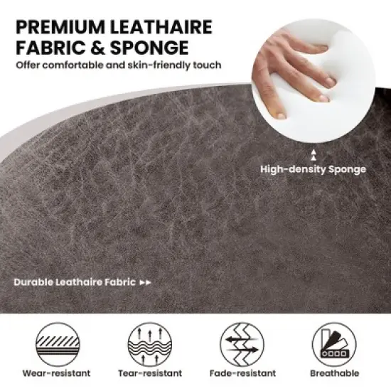 Costway 360degreesSwivel Accent Chair Modern Leathaire Armchair with Beech Wood Legs Brown image {6}