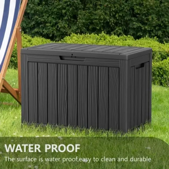 INFURNIC Deck Boxes, Outside Storage Box Container with Handle for Storage Patio Furniture, Garden Tools, Pool Supplies, Black, 30.75"*17.1"*21.85" image {2}