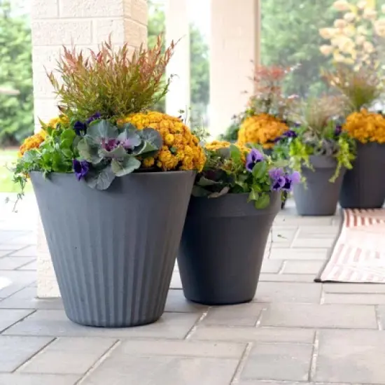 Crescent Garden Fold Eco-Friendly Plastic Round Planter Pot Red 22"x20" image {2}