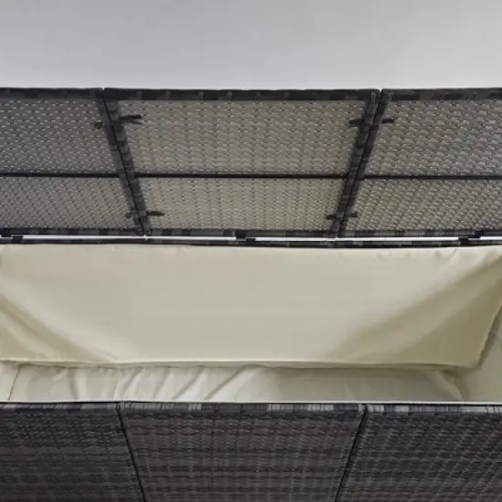 Gulches 175 Gallon Outdoor Storage Box w/Inner Liner, Deck Box with Pneumatic Bar Lift for Indoor , Patio Cushions, Pool Toys, Garden Tools, Gray image {9}