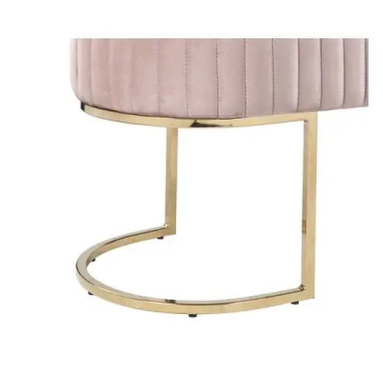 Simple Relax Set of 2 Velvet Bench with Metal Base in Pink image {3}
