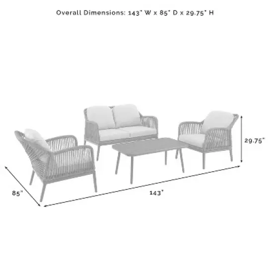 Haven 4pc Outdoor Wicker Conversation Set - Light Gray - Crosley image {14}