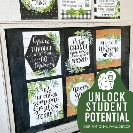Hadley Designs Boho Farmhouse Growth Mindset Classroom Decor Posters, Set of 9 image {1}