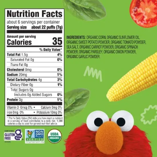 Earth's Best Organic Veggie Puffs Baby Snacks Baby & Toddler Snacks Sesame Street - 1.55oz image {6}