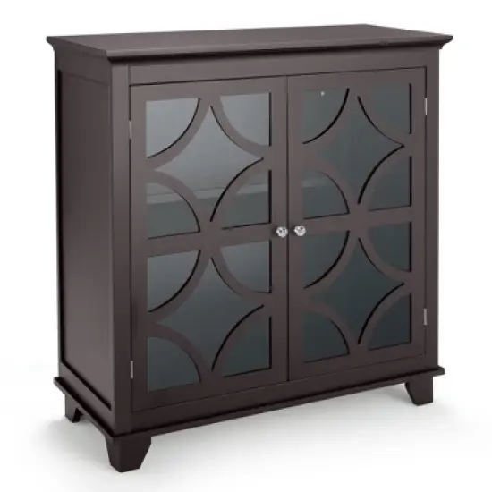 Costway Kitchen Storage Cabinet Buffet Sideboard w/ Glass Doors & Adjustable Shelf image {9}