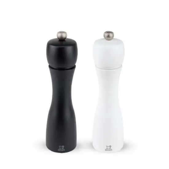 Peugeot | Tahiti Duo, Pepper and Salt Mills, Wood Matte Black + White, 20 cm - 8 in image {2}