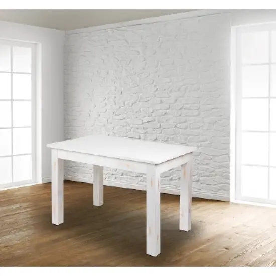 Emma and Oliver 46" x 30" Rectangular Antique Rustic Solid Pine Farm Dining Table image {1}