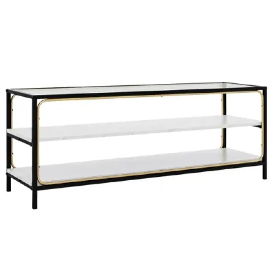 Costway 3-Tier TV Stand Entertainment Center for TV's up to 50'' w/ Tempered Glass Top image {9}
