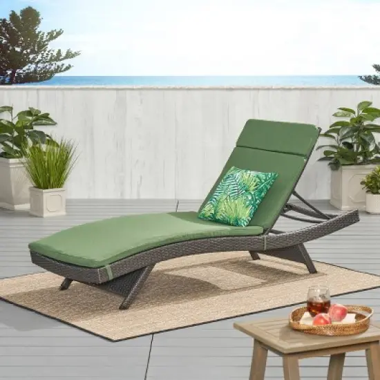 Christopher Knight Home Salem Outdoor Wicker Armless Adjustable Chaise Lounge with Cushion image {15}