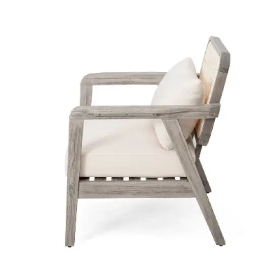 Christopher Knight Home Ursa Outdoor Patio Club Chairs Acacia Wood Gray image {4}