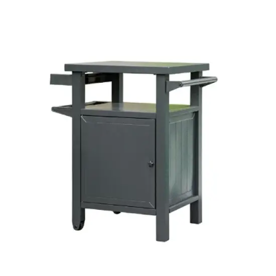 CLIHOME Outdoor Metal Grill Storage Carts,Portable Storage Cabinet Table with Wheels image {7}