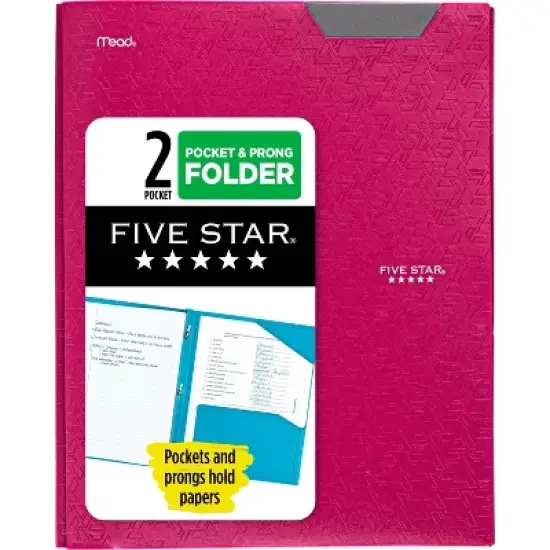 Five Star 2 Pocket Plastic Folder with Prongs image {12}