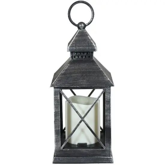 Sunnydaze 10" Yorktown Black Traditional Style Plastic and Glass Battery Operated Indoor LED Candle Lantern image {7}