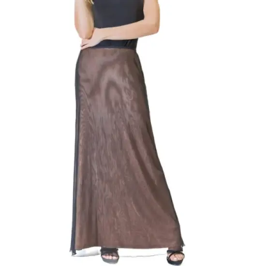 Womens Elastic Waist Sheer Fabric Overlay Maxi Skirt image {4}