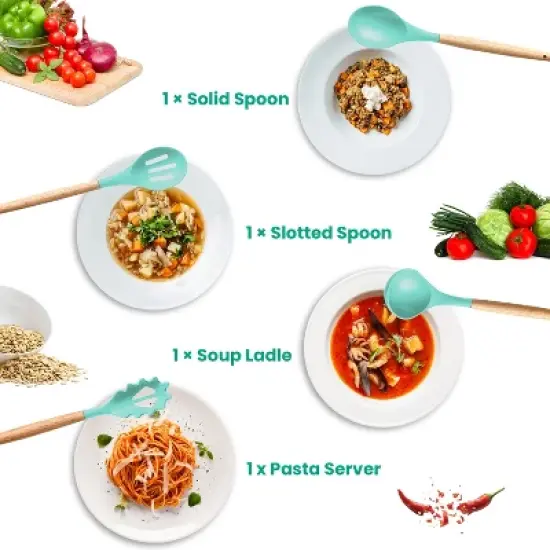 KTMBDW 35Pcs Kitchen Cooking Utensils Set Spatula Set Baking Utensil Set Kitchen Accessories with Holder Egg Whisk Separator Tong Turner Spoons Cups image {3}