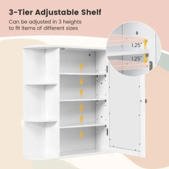 Costway Multipurpose Wall Surface Bathroom Storage Medicine Cabinet Mirror image {5}