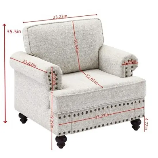 Upholstered 3 Seat/Loveseat/1 Seat Sofa Couches with Nailhead Accents, Scrolled Armrests, and Turned Legs-ModernLuxe image {1}