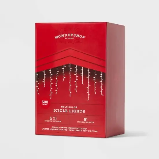 300ct Christmas High Density Icicle Lights Multicolor with White Wire - Wondershop&trade; image {3}