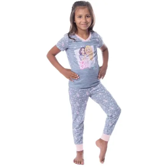 Barbie Girls' Unicorn Barbie Skipper Shirt And Pants Jogger Pajama Set Grey image {4}