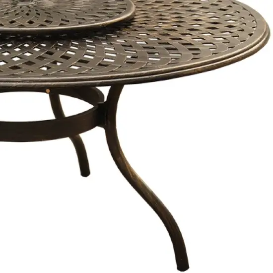 59" Contemporary Modern Mesh Lattice Aluminum Round Dining Table with Lazy Susan - Bronze - Oakland Living image {5}